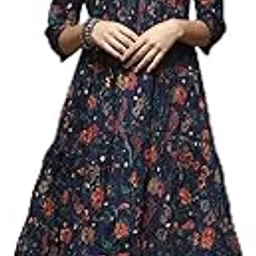 biba Women's Fit and Flare Ankle Length Cotton Flared Printed Dress-picture-53