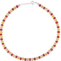 dhruvs collection 925 Pure Silver Nazariya Anklet With Red and Yellow Beads For Girls and Women (Single, 6.5 Grams)-picture-13