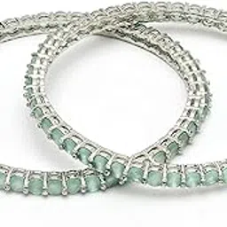 zeneme American Diamond Silver Plated Jewellery Brasss Bangles for Women and Girls-picture-46