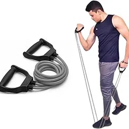 Double Toning Latex Band Exercise with Handles, Strength Training Muscle Toning Tube, Multicolor (Pack of 1)-picture-40