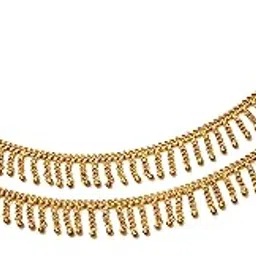 deccani handicrafts Copper Hanging Rain Drops Style Anklets for Women(Gold)-picture-32