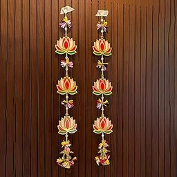 CraftVatika Diwali Decoration Items for Home Dcor, Wall Hanging Lotus Flower Latkan Toran for Pooja Room, Main Door Entrance, Diwali Deepavali Dcor, Diwali Festival Decorations Set of 2-picture-40