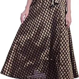 rajasthani look Women's Banarasi Silk Umberella Cut Lehenga Skirt in black rajani Design. (Free Size)-picture-31