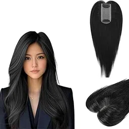 VIEWS 2 Clip Matt Hair topper for Women Natural Color | 16 Inch Women Hair Toppers Clip in Hair Extension (Natural Black)-picture-50