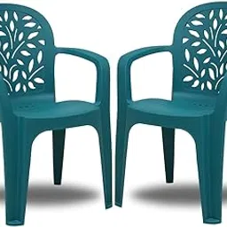 Supreme chairs Plastic Craft Armchair with Leaf Design Backrest – Durable & Weather-Resistant Patio Chair for Indoor & Outdoor Use-Cobalt Blue, Set of 2-image-14