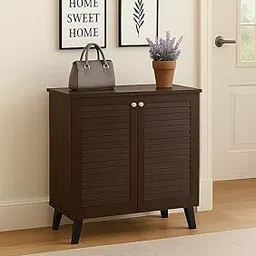 LERIMO 2-Door Engineered Wood Shoe Rack, 4-Tier Wooden Shoe Rack for Entryway, Shoe Storage Cabinet with Doors Adjustable Shelves, Wooden Shoes Rack Organizer (Walnut-, 2-Door)-image-44