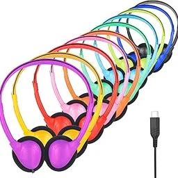 GDBOMA USB C Headphones Bulk 10 Pack for Classroom School Kids,On-Ear Wired Type C Headphones Compatible with Pad Smartphones Mixed Colors-picture-24
