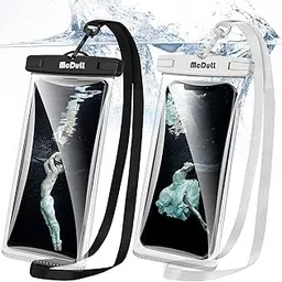 McDuLL [Set of 2 & 2023 Newest] Waterproof Case for Smartphones, 3D Design, Easy to Press Side Buttons, Touch Comfort, IPX8 Certified, Waterproof, Dustproof, Seal, FaceID Certified, Compatible with Sony Xperia, Galaxy, AQOUS, iPhone, Google, Oppo, Xiaomi 7.0 inch and below, Underwater Photography, Calls, Touchable, Bath, Sea, Pool, Fishing, Diving, Swimming, Hot Springs, Black • White)-image-4