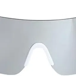 french accent Men's The Coin Shield Sunglasses | Chalk White Frame | Metallic Silver Polycarbonate Lens For Casual Wear | One-Size | Rimless Polarized Lens | Polycarbonate Sunglass For Everyday Wear-picture-12