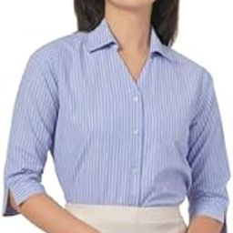 style quotient Women Stripe Blue and White Polycotton Formal Shirt-picture-13