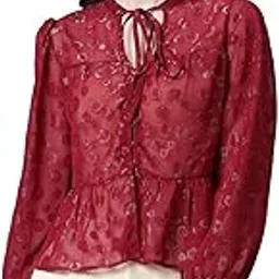 oxolloxo Women Dobby Meld Round Neck with Tie-Knot Long Sleeve Top-picture-12