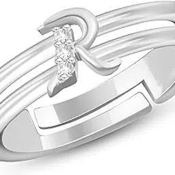 Alloy Rhodium plated Valentine collection Initial''R''Letter with heart ring-image-62