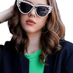 MANNIKIN Luxury Cat Eye Sunglasses, Black Frame with Pink and Clear Crystal Rhinestone Embellishment, Vintage Style Designer Shades for Women-image-16