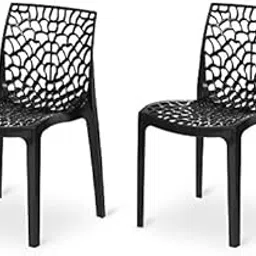 Highway Web Designer Plastic Outdoor Chair (Jali) - Gloss Finish for Living Room, Garden, Home, Office and Restaurant (Set of 2, Black)-picture-30