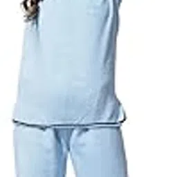 neudis Women's Fleece co-ord Set, Blue, Two-Piece with Lace Trim Detail image 1