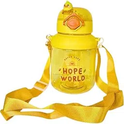 TEJVI Dual Sip Kids Water Bottle | Spill Proof Straw | BPA-Free, Kids Friendly,Break Resistant | Ideal for School,Sports and Travel | (Pack of 1-1150 ML) (Yellow)-picture-24