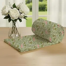 Indian Heritage Dohar Single Bed | 100 GSM, 144 TC | 100% Cotton Flannel, Blanket Single Size, Dohar Blanket, Breathable Cotton Flannel, Lightweight (Gulbagh Sage - 60 X 90 inches)-picture-24