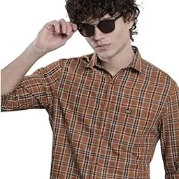 the indian garage co Men Cotton Regular Fit Checkered Full Sleeves Cutaway Collar Casual Shirt-picture-11