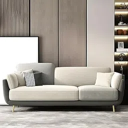 Gaimrao ! 3 Seater Sofa Set Modern Classic Fabric Velvet Multi-Color Three Seater Chesterfield Sofa 3-Person Sofa for Living Room, Office, and Hallway Colour (Grey & Beige, Three Seater Sofa)-image-68