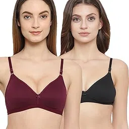 floret Women's Non Padded/Non-Wired & Medium Coverage Deep-Neck/Narrow Back T-Shirt Bra (Pack of 2)-picture-15