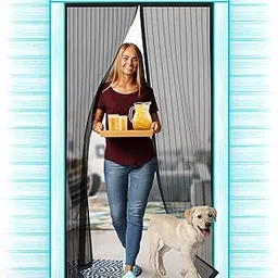 Auto-Closing Magnetic Door Polyester Washable Adults Mosquito Net (Black-210x100cms, Frame Hung)-picture-28