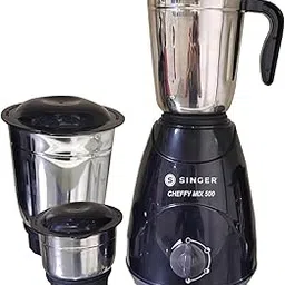 SINGER Cheffy Mix Mixer Grinder | Sleek Design | 3 Stainless Steel Jars (Liquidizing Jar 1000ml, Grinding Jar 800ml, Chutney Jar 300ml) | 3-Speed Control with Incher | 500W | 2-Year Warranty-picture-63