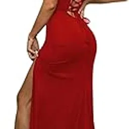 traquila Backless Women Bodycon V - Neck Dress with Slit on The Front-picture-64