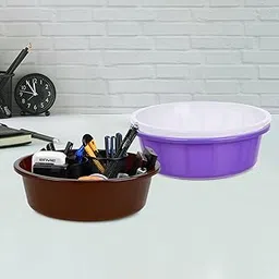 Homestic Pack of 3 Desk Organizer | Stationery Organizer | Multipurpose Organizer | Office Supplies for Pen-Pencil-Staplers | Desktop Organizer | 6 LTR | Purple & White & Brown-picture-38