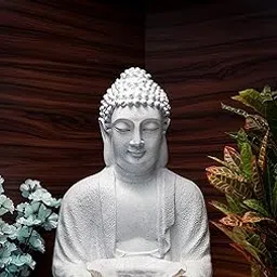 EXPLEASIA Fibreglass Lotus Buddha Water Fountain For Home,Office,Garden(Clearwhite)(Version 2023)Water Fountain For Home Decor With Warranty On Electrical Parts,Clear Hariline,Intricate Finishing-picture-30