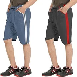 Pitto Men's Casual Athletic Shorts with Adjustable Drawstring, Dual Side Stripes, Elastic Waistband, Soft and Breathable Fabric, Perfect for Gym, Sports Pack of 2-picture-32