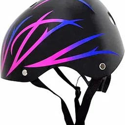STREETJAM Open Face Helmet for Kids, Hard PP Outer Shell, EPS Inner Comfort Linner case, Adjustable Strap & Size Adjuster Dial, Unisex Kids Helmet (Styke - Black/Magenta/Blue, 8-13 Years)-image-33