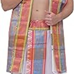 sethukrishna Men White Cotton self Design Jacquard Border DhotiPant And Angavastram Set (WHITE) (ONE SIZE) (D893T317)-picture-28