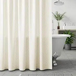 Wakefit Shower Curtain 7 Feet | Waterproof Bathroom Curtain | PVC-Free, No Plastic Smell | Curtain for Balcony | Machine Washable Fabric | Off-White | 6ft Wide | 14 Free Hooks-picture-27