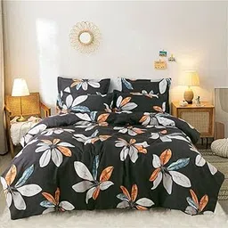 160TC Super Soft Glace Cotton King Size Duvet Cover II Comforter Cover II Razai Cover II ( Dohars ) / Quilt Cover for Double Bed with Zipper (90x100 Inch,Full Flower )-picture-34