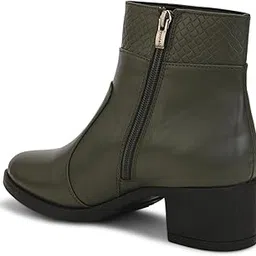 alleviater leather Alleviater Casual Black, Beige and Olive Man Made Leather Boots for Women-picture-44