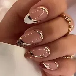 VIKSON INTERNATIONAL 24 Pcs press on Brown red Grey || UV treated glossy finish Round tip Tiger animal print || press on fake artificial nails extension set || With nail glue sticker sheet & nails apply kit for girls women.-image-40