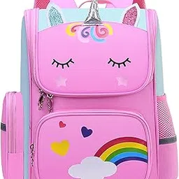 syga Kids, Lightweight Schoolbag, Breathable, waterproof, Cute Unicorn Design Backpack for Primary School Student (Pink)-picture-17