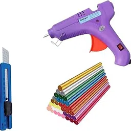 VMTRONIX - 150W Hot Glue Gun (Purple) with Glue Sticks, Scissor & Cutter, Mini Craft Glue Guns with Carry Case for School DIY Arts, and Home Repair (Glitter, Pack of 15)-picture-10