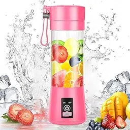 Nms Traders 6 Blades Portable Rechargeable USB Juicer Bottle Blender with Mobile Charging USB Port (380 ml, Multicolour)-image-57