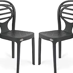 Supreme chairs Oak Armless Plastic Chair for Cafeteria, restaurent and Dining Rooms, Weight Bearing Capacity- 120 kg (Color- Charcoal Grey, Count -2 Piece)-picture-28