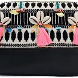 desi drama queen Handloom Fabric Black with Shells New Make Up Kit Big, Toiletry,Makeup Accessories and Cosmetic Bags for Women and Girls (Size: 20X11X13 Cm)-picture-48