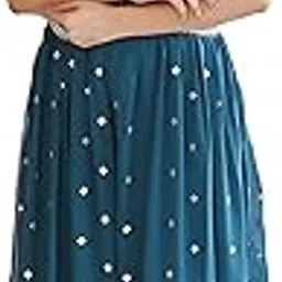 peachmode Blue Sequins Embroidered Georgette Jumpsuit-picture-20