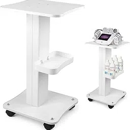 3 Tiers Beauty Trolley Cart with Wheels, Aluminum Salon Rolling Cart Work Station for Spa Pedicure Tattoo Craft Supplies, White-picture-28