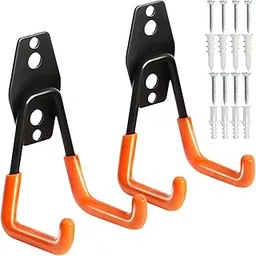 KURUI Heavy Duty Garage Hooks for Hanging, 2 Pack Garage Storage Hooks for Ladder Extension Cord Tool Cable, Wall Mount Small Utility U Hooks, Garage Hanger&Organizer-picture-32