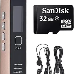 CAMLEIGH Mini Digital Professional Voice Recorder with 32GB SD Card, Voice Activated, Built in Speaker, Professional Audio MP3 Player Microphone Sound Recording (LCD Display with 32GB SD Card) image 1