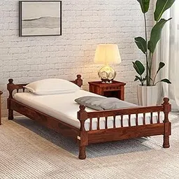AADITYA WOODS Solid Sheesham Wood Single Bed Cot Without Storage | Single Size Bed for Bedroom | Mahogany Finish-image-84