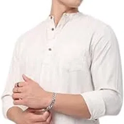 vastrado Men's Ivory Dobby Striped Textured Kurta | Premium Polyester Fabric | Classic Full Sleeves with High Neck | Classic Attire for Timeless Style-picture-56