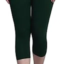 trend level Women's Cotton Lycra 3/4th Cropped Solid Skinny Capri Leggings-picture-56