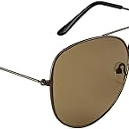 ochila Aviator Sunglasses Brown Glass Lens, Golden Metal Frame, UV Protection, Men & Women-picture-16