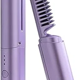 Rechargeable Mini Hair Straightener Comb Brush, Travel Portable USB Charging Cordless Hair Straightener Brush, Three Temperature Adjustments Flat Iron Comb, Lavender-picture-28
